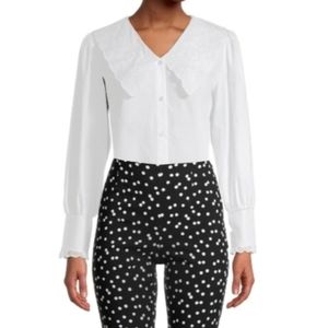 NEW! Chenault Lace Collar Poplin Blouse